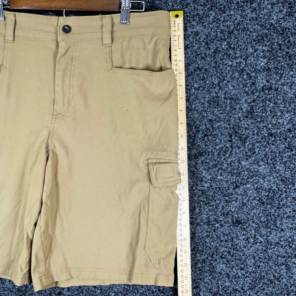 Orvis Mens Cargo Shorts Tan Khaki Nylon Blend Stretch Utility Pockets Size 34
